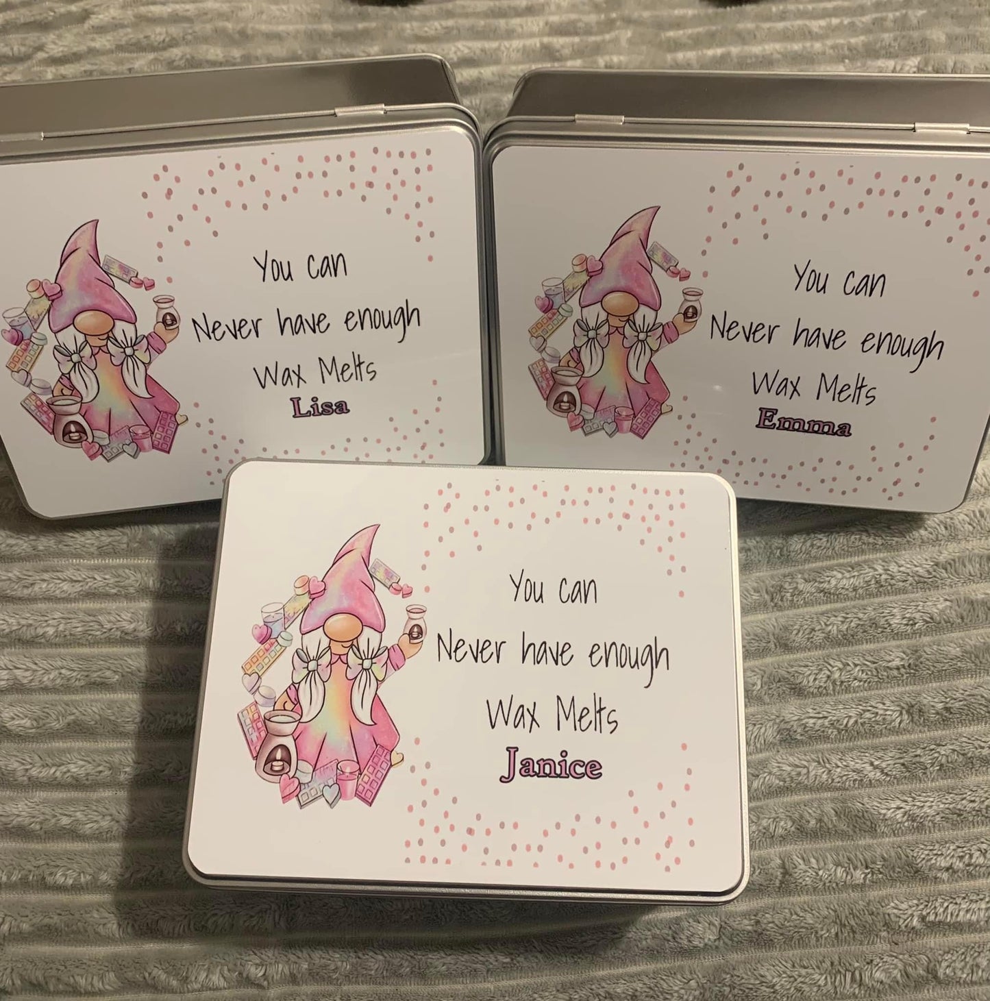 Personalised wax melt tin