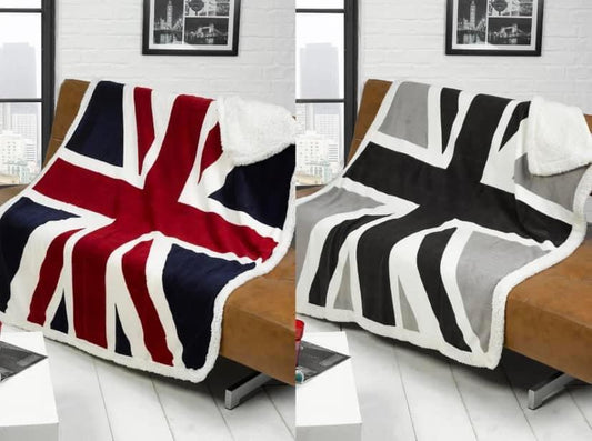 Union Jack Sherpa fleece throw