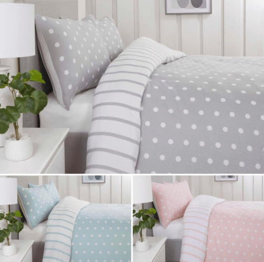 Spots & Stripes Soft Brushed Duvet Cover Quilt Cover Set